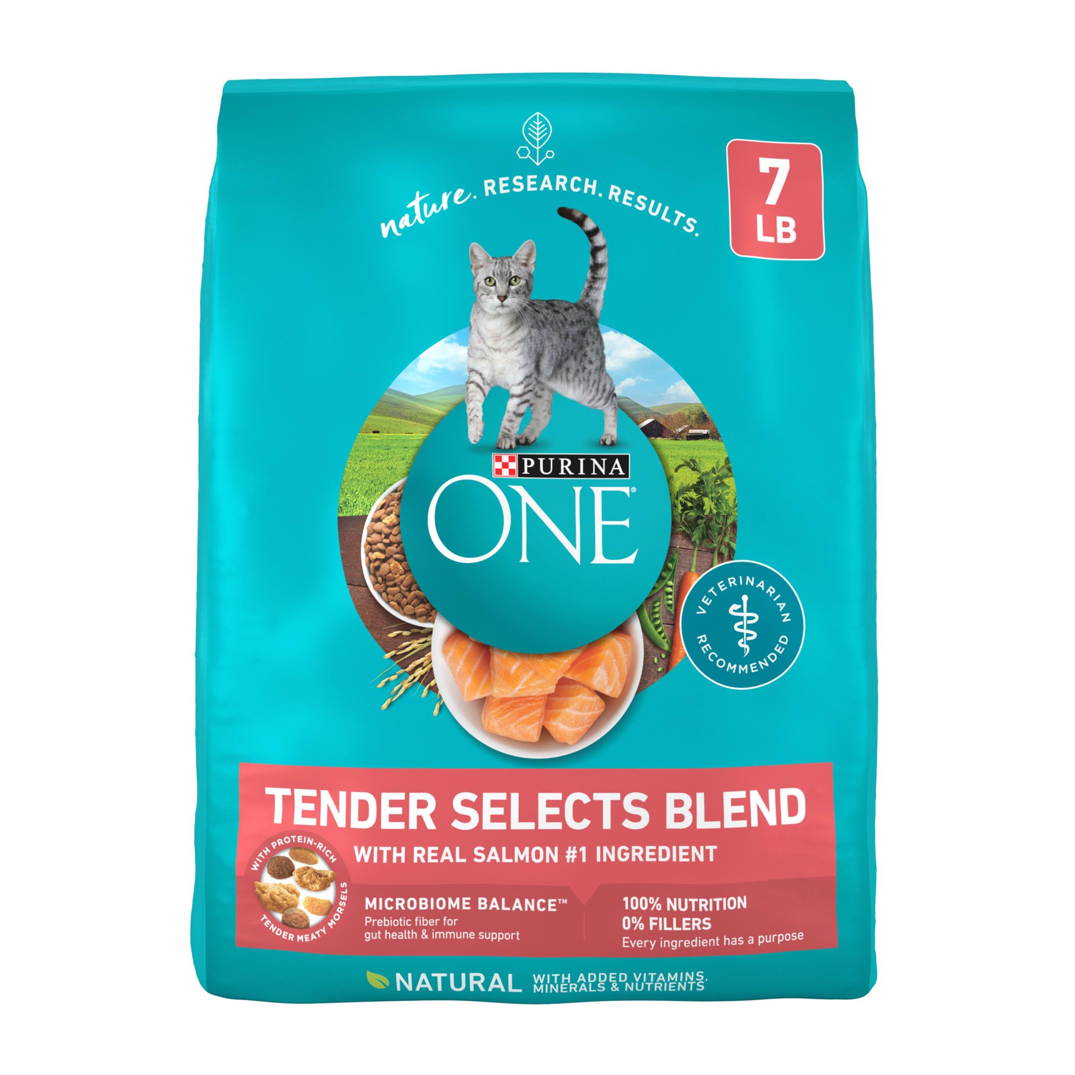 P L-RA Tender Select Blends Dry Cat Food, Salmon, 7 Lb Bag - Real Salmon is The #1 Ingredient, High Protein Helps Support Strong Muscles, No Artificial Flavors Or Preservatives