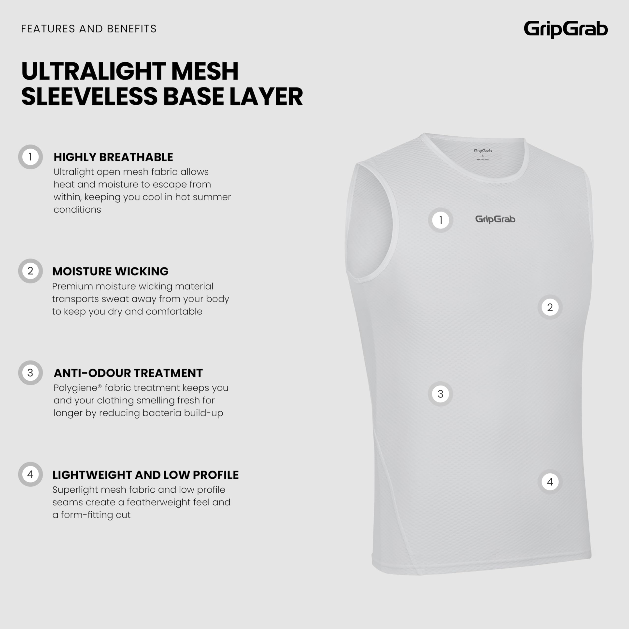GripGrab Warstwy bazowe Uniseks Gripgrab Ultralight Mesh Ärmelloses Unterhemd 3er Pack (1 w zestawie)