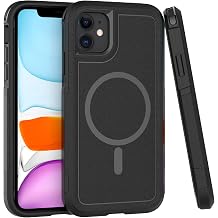PinLiSheng Magnetic for iPhone 11 Case,Compatible with MagSafe [Mil-Grade Protection] with Air Bumpers Full-Body Protective Shockproof Phone Case,Black