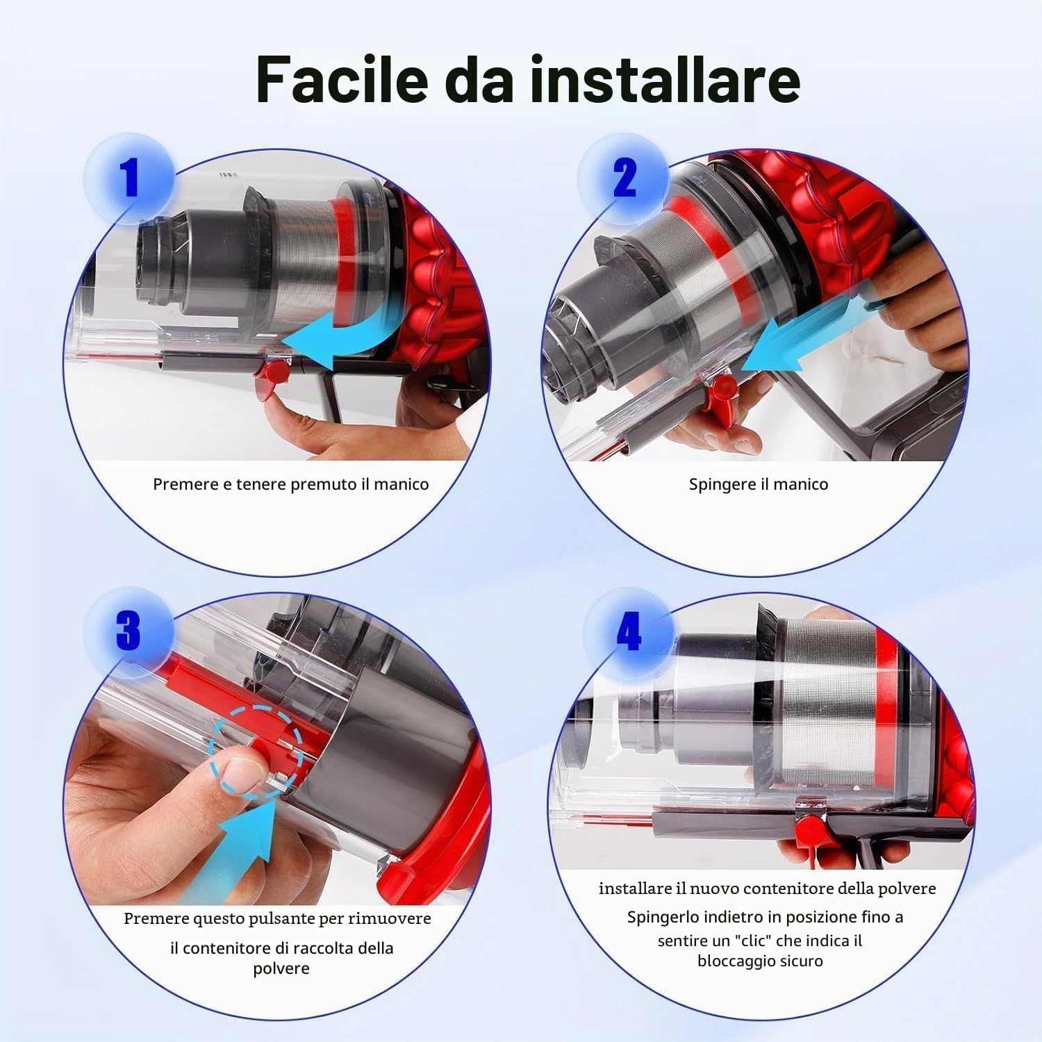 Contenitore per la Polvere di Ricambio Compatibile con Dyson Cyclone V10 Absolute V10 Animal V10 Animal Pro V10 Total Clean+SV12 Aspirapolvere Senza Fili, Pezzi di Ricambio per Contenitore No.969509