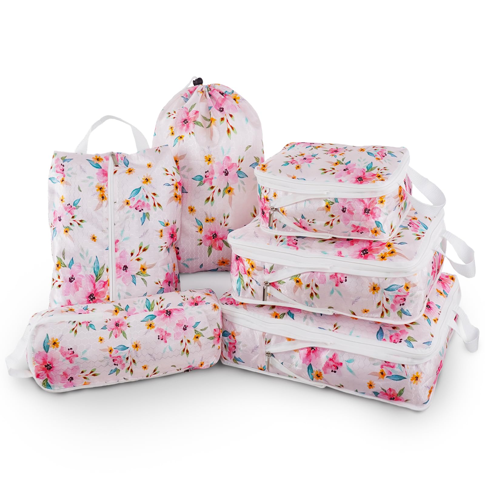 6 Pcs Compression Packing Cubes for Travel, Waterproof Luggage Organizer Washable Storage Bags Set - Packaging Cubes for Backpack Travel and Carry-Ons