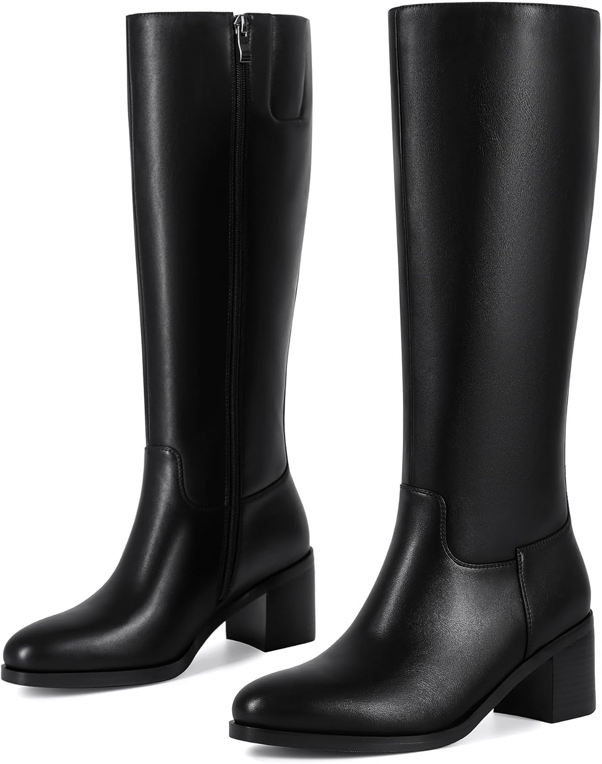 Boots for Women Wide Calf Boots Knee High Boots Women with Pointed Toe Almond Toe Chunky Block Heel Boot - Image 4