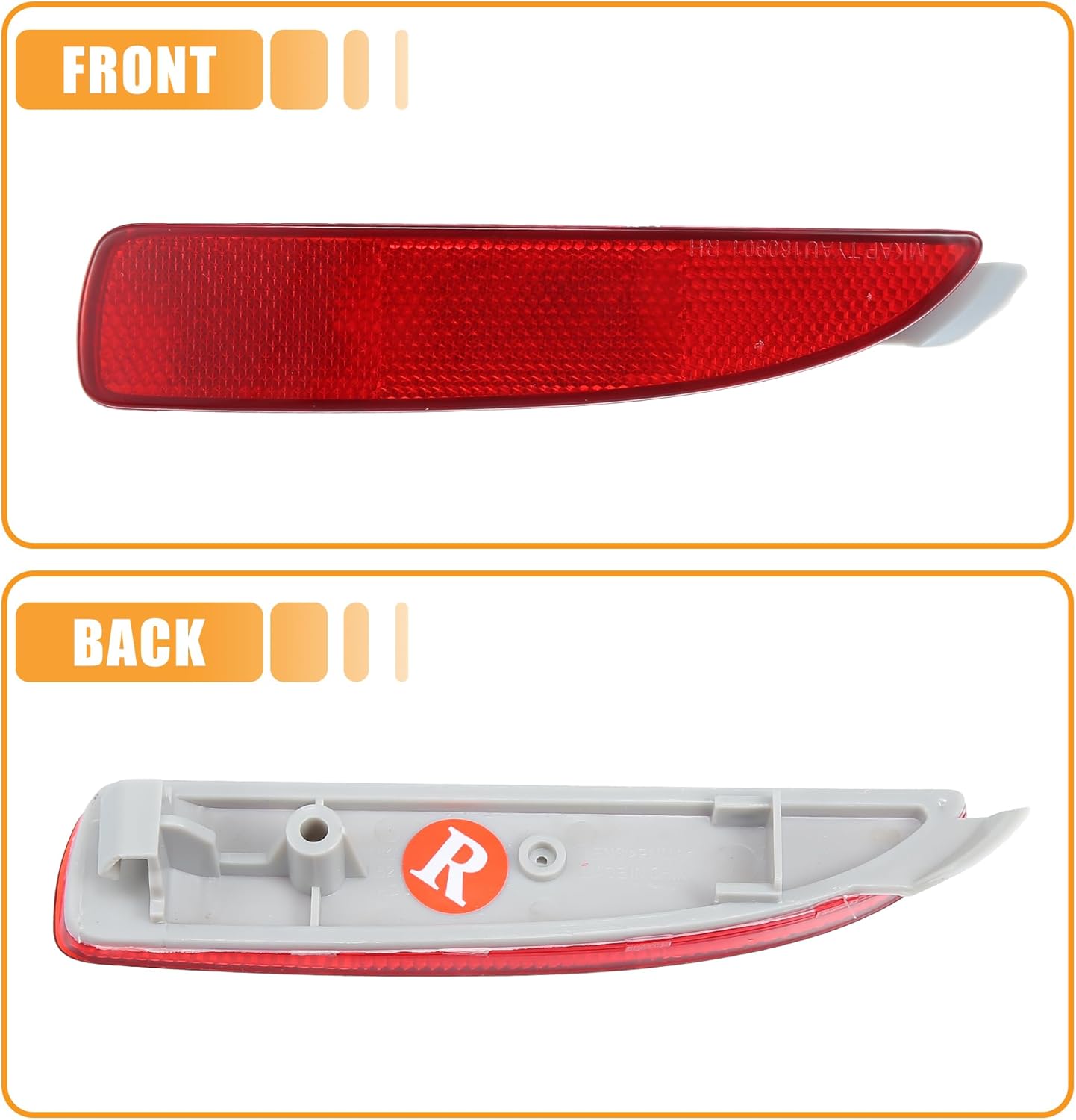 X AUTOHAUX 1 Pair Rear Bumper Reflector Side Marker for Toyota Yaris 2017-2020 Bumper Reflector Strip No.52164-WB002/52163-WB002