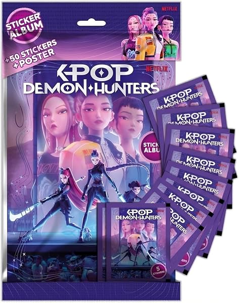 Generico KPOP DEMON HUNTERS Album + 10 Bustine di Figurine + Poster - Premium Starter Pack - 1