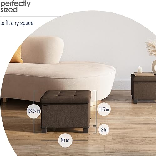 Miniatura 386 de Otomana plegable para dormitorio o sala de estar, con contenedores de almacenamiento, reposapiés para el extremo de la cama, soporta hasta 660 lb,