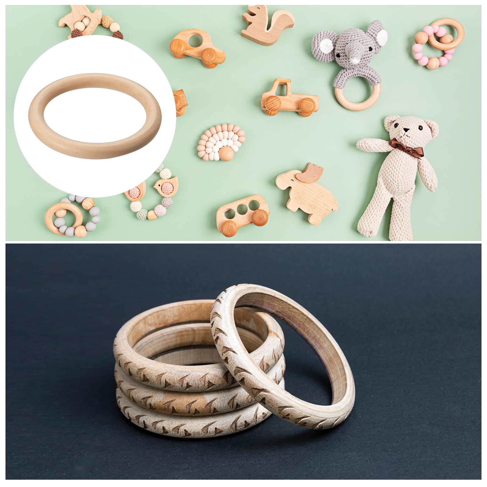 METALLIXITY Unfinished Wood Rings (125x15mm/4.92"x0.59") 1Pcs, Natural Solid Wooden Circle Hoops - for Home Decor DIY Craft Macrame - Image 3