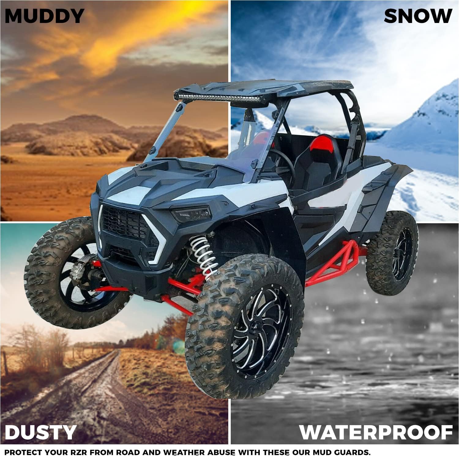 HECASA Mud Flaps Fender Flares Compatible with 2014-2023 Polaris RZR XP 1000 Extensions Guard 4 Turbo