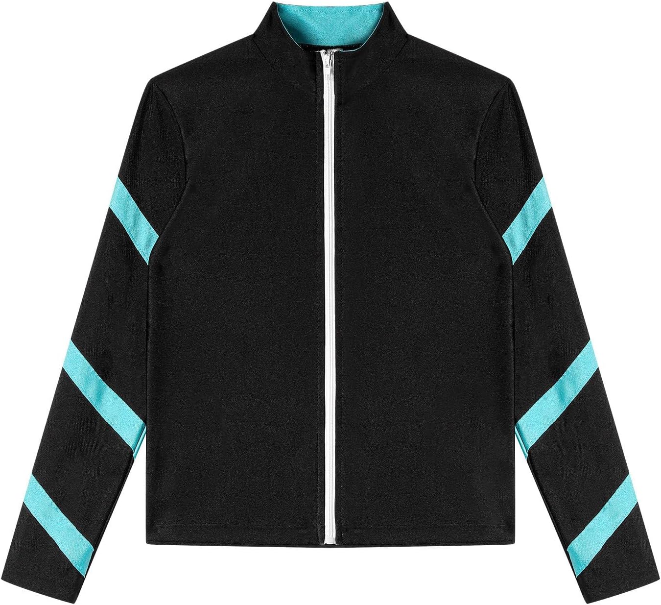 Jugaoge Kids Girls Athletic Yoga Jacket Contrast Color Zip-up Sweatshirts Running Jogging Workout Sports Tops