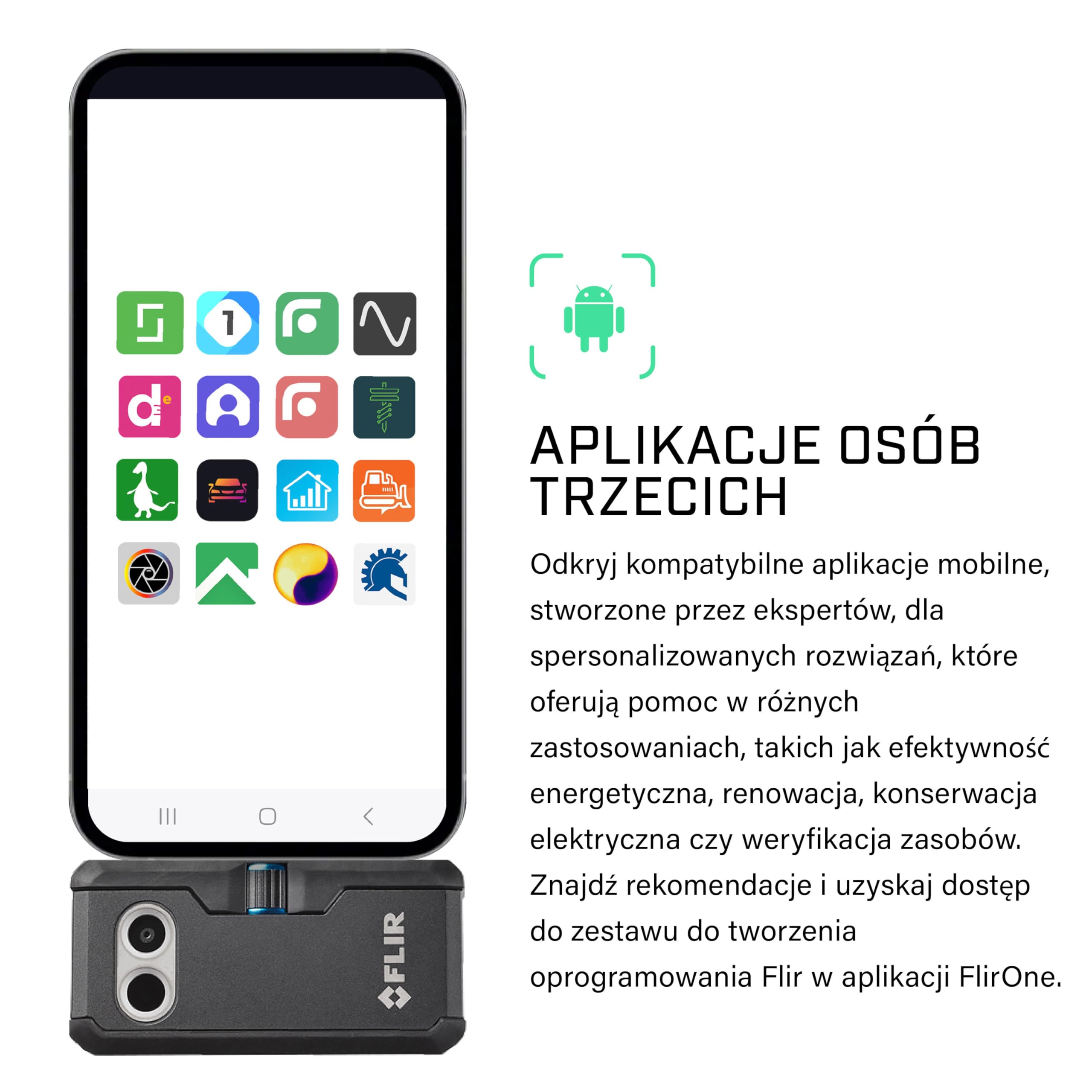 Flir One Pro Kamera Termowizyjna do Android USB-C, 480x360 | USB-C, natywna IR 160x120, MSX, VividIR, wytrzymała budowa, etui, kabel USB