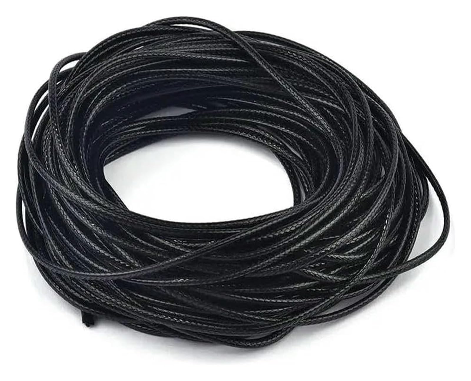 Genuine Round Leather String Cord, Cowhide Leather Wax Cord 1-3mm 5m Multicolor For Jewelry Making(Black,1.5mm x 5M)