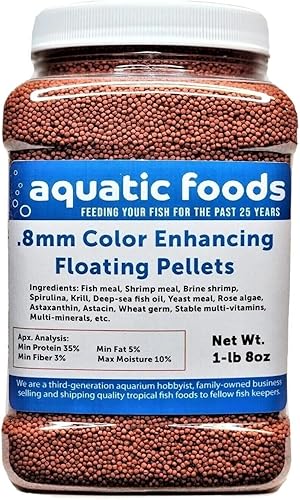 Miniatura 4 de Aquatic Foods Inc. Pellets flotantes que mejoran el color de 0.031 in para disco de bebé, cíclidos, todos los tropicales, koi y peces de estanque...