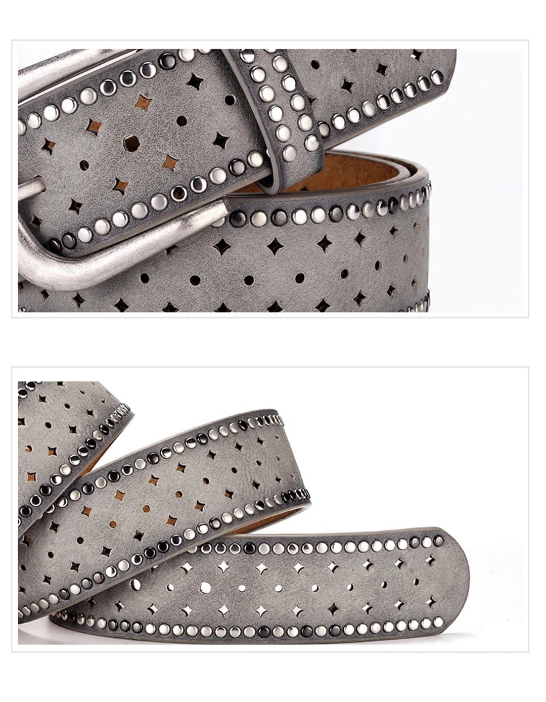 Ceinture vintage pour femme avec rivets creux