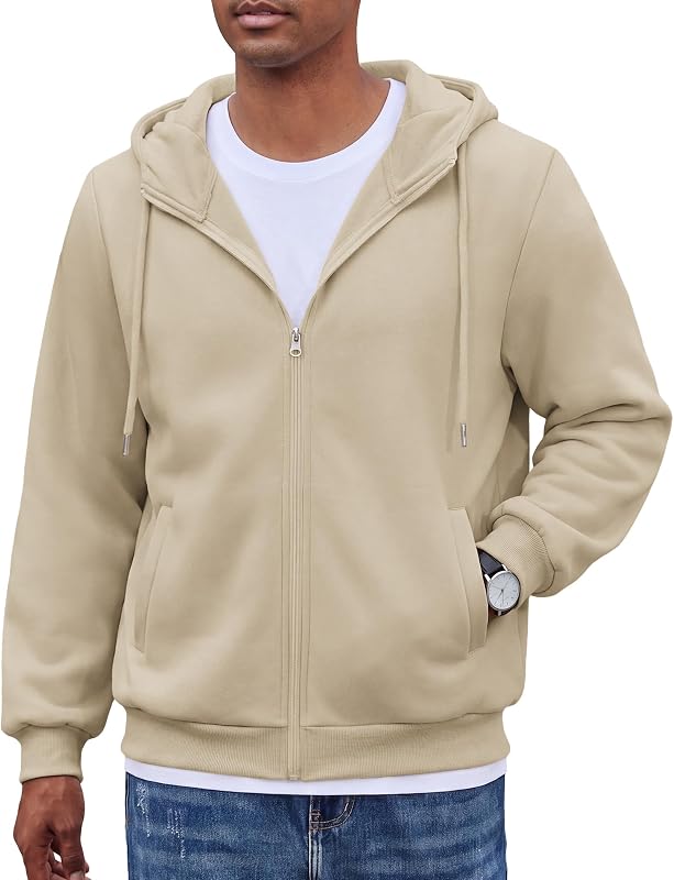 COOFANDY Sweatshirt for Men Hoodie Fleece Hooded Jacket Casual Zip up Coat