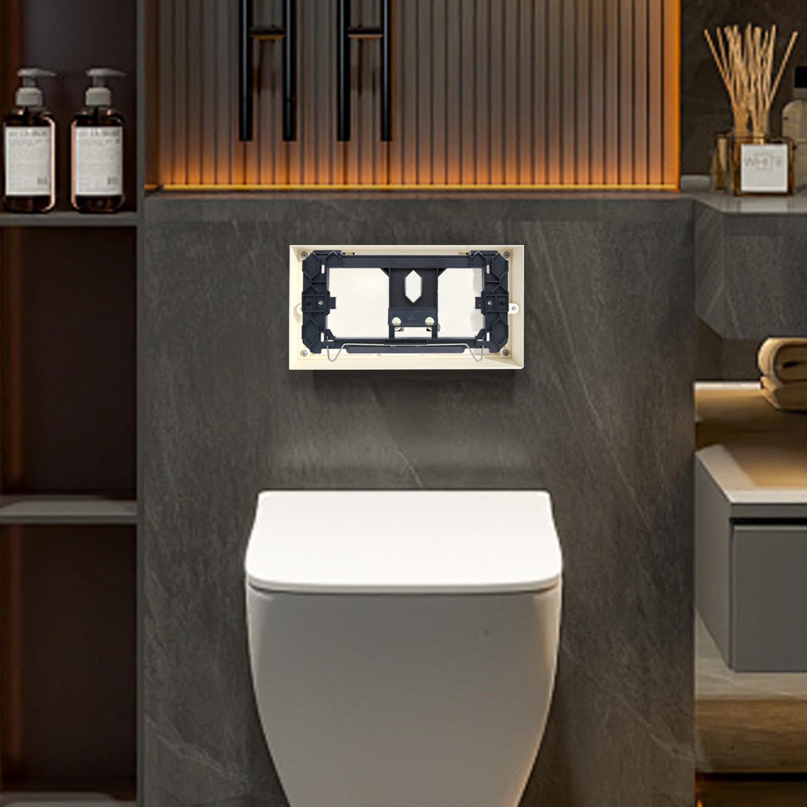 Empyreal Cadre de fixation Compatible avec Geberit Twinline, avec Vis, Tiges de Poussée et Levier de Coupure, Noir