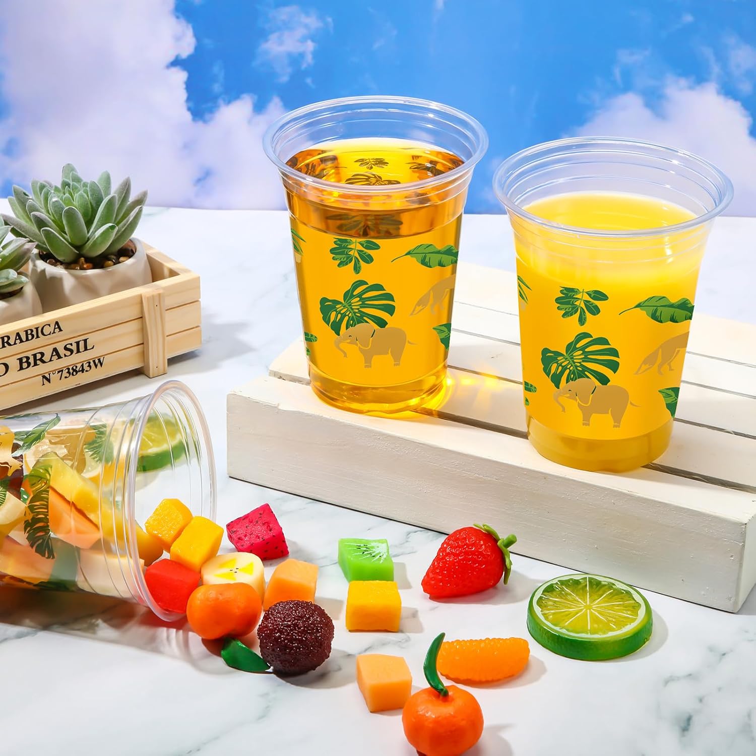 Jinei 60 Pcs Gold Jungle Safari Animals Cups 16 oz Golden Safari Themed Party Disposable Plastic Cups Bulk for Two Wild Theme Birthday Party Baby Shower Favors Supplies - Image 5