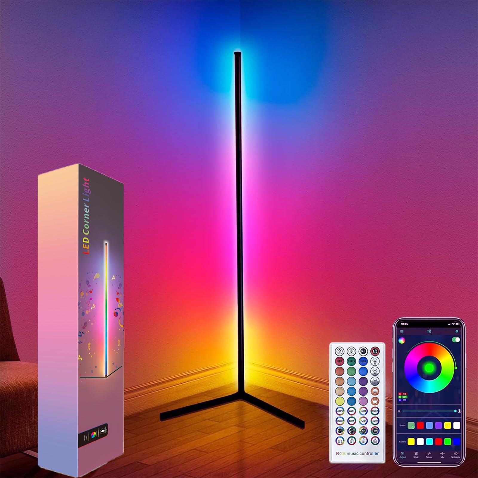 Lampada da Terra LED,155CM, RGB Piantana Dimmerabile con APP e Telecomando, Musica Sincronizzazione, Smart Lampade da Terra Salotto, Piantana LED per Soggiornoe Camera da Letto