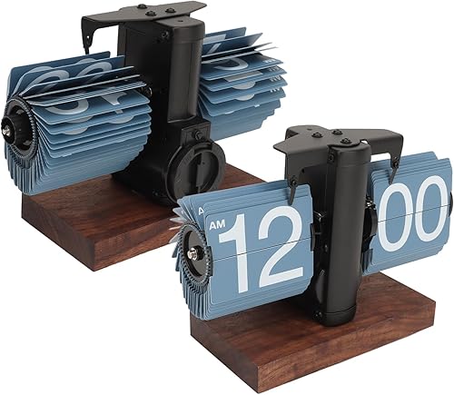 Reloj con tapa vintage, reloj despertador digital, relojes de escritorio de madera, reloj automático abatible de una sola cara con números grandes