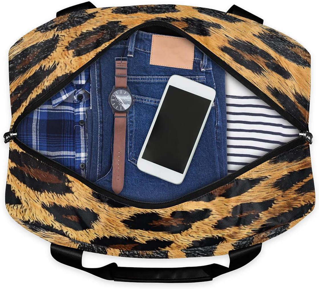 Leopard Travel Duffel Bag Dry Wet Separated Sports Tote Travel Duffle Bag Gym Workout Bag Women Travel Duffel Bag for Women, Travel, Gym, Work