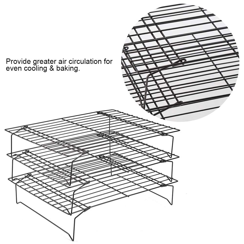 Stainless Steel Cooling Rack | Nonstick Cooking Grill Tray for Biscuits/Cakes/Bread | Sturdy & Food - Safe Baking Rack with 3 Crossbars | 13.4 x 9.7 Inches