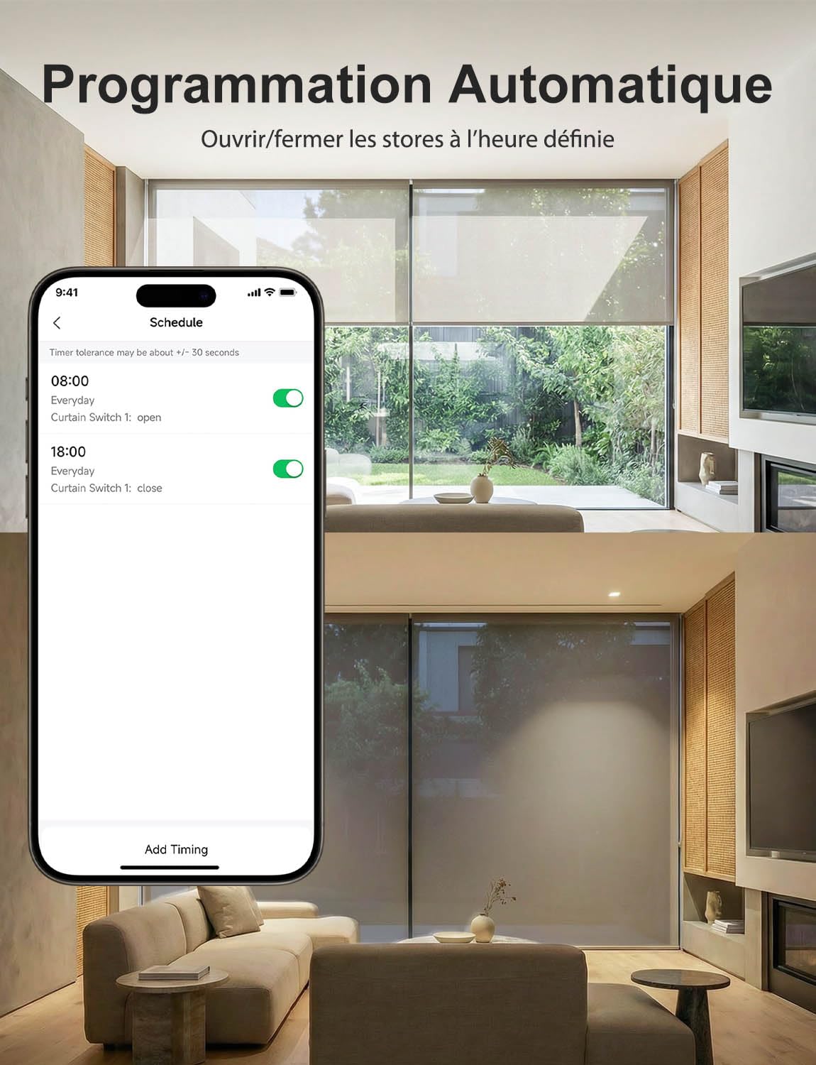 Maxcio Interrupteur Connecté WiFi Volet Roulant Tactile 4er [Fil Neutre] | Interrupteur Intelligent Pour Store & Rideau Compatible Alexa, Google Home, Commande Vocale, Minuterie & Partage