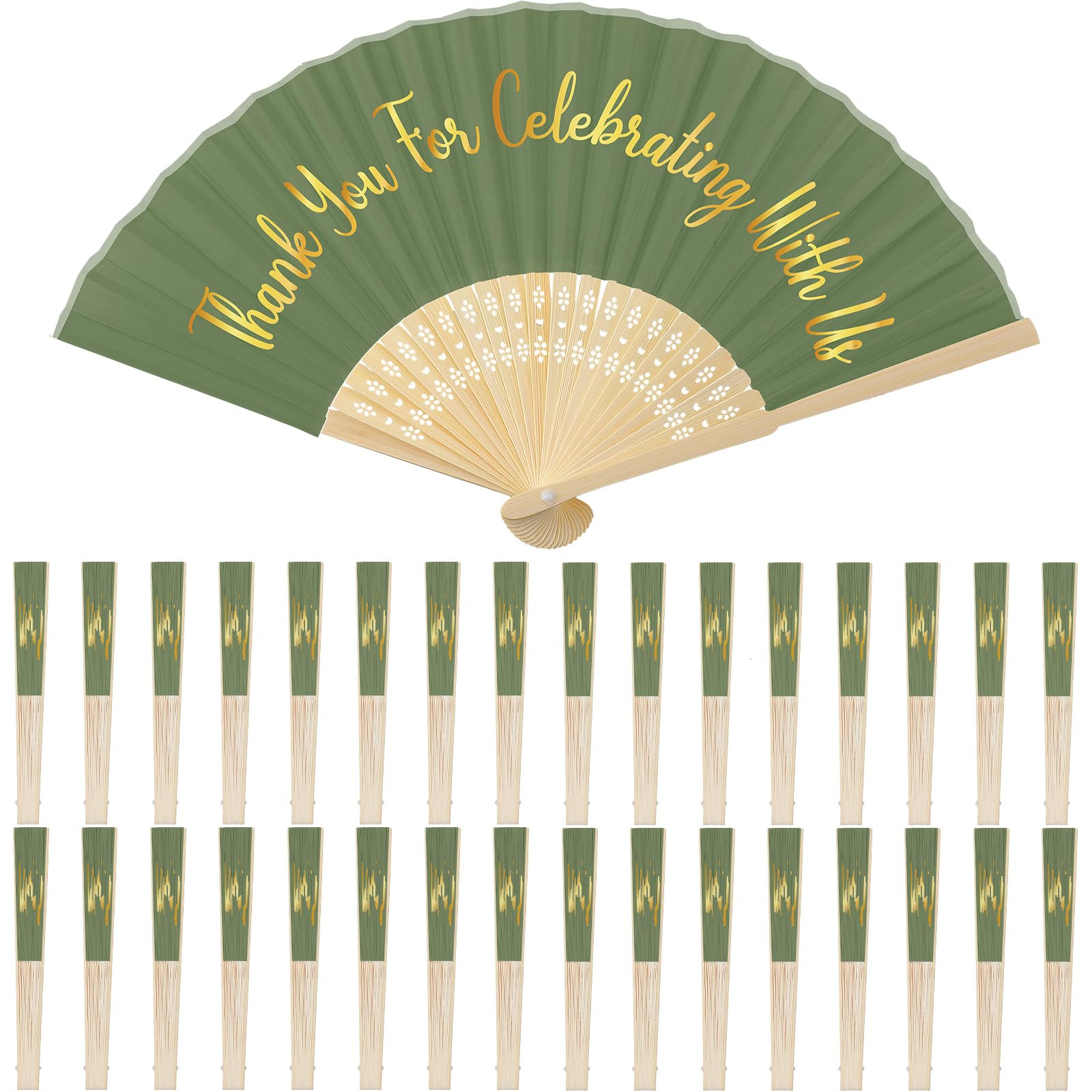 Amazon.com: Jetec 50 Pcs Green Silk Hand Fans Bulk Wedding Fans
