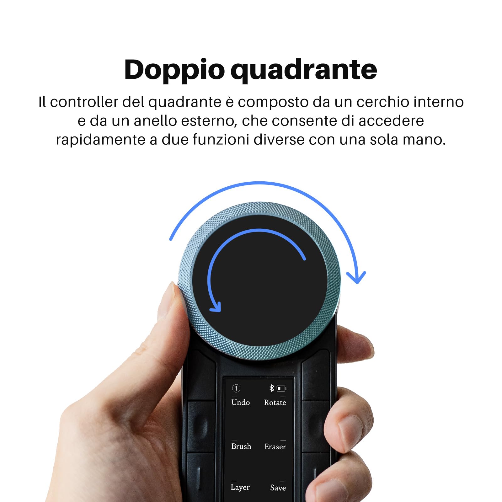 HUION Keydial Mini K40 Telecomando Bluetooth 5.0 per Display e Tavolette Grafiche con Doppio Controller a Manopola + 10 Tasti Personalizzabili, Tastiera Portatile per PC, Tablet e Mac.