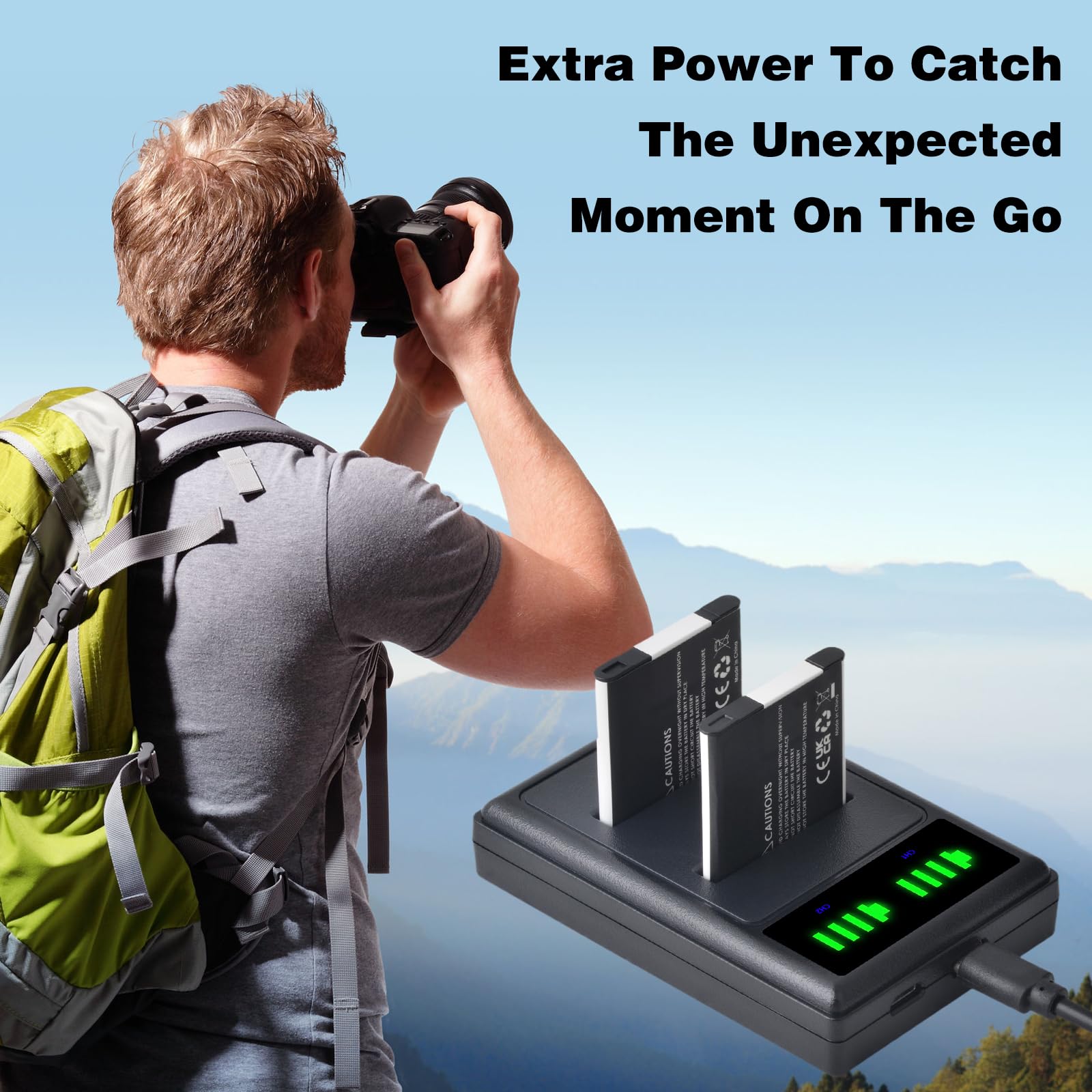 Pickle Power Lot de 2 batteries NP-BN1 et chargeur USB LCD pour Sony Cyber-Shot DSC-W800, DSC-WX220, DSC-W830, DSC-W810, Sony DSC-QX30, DSC-QX100, DSC-QX10