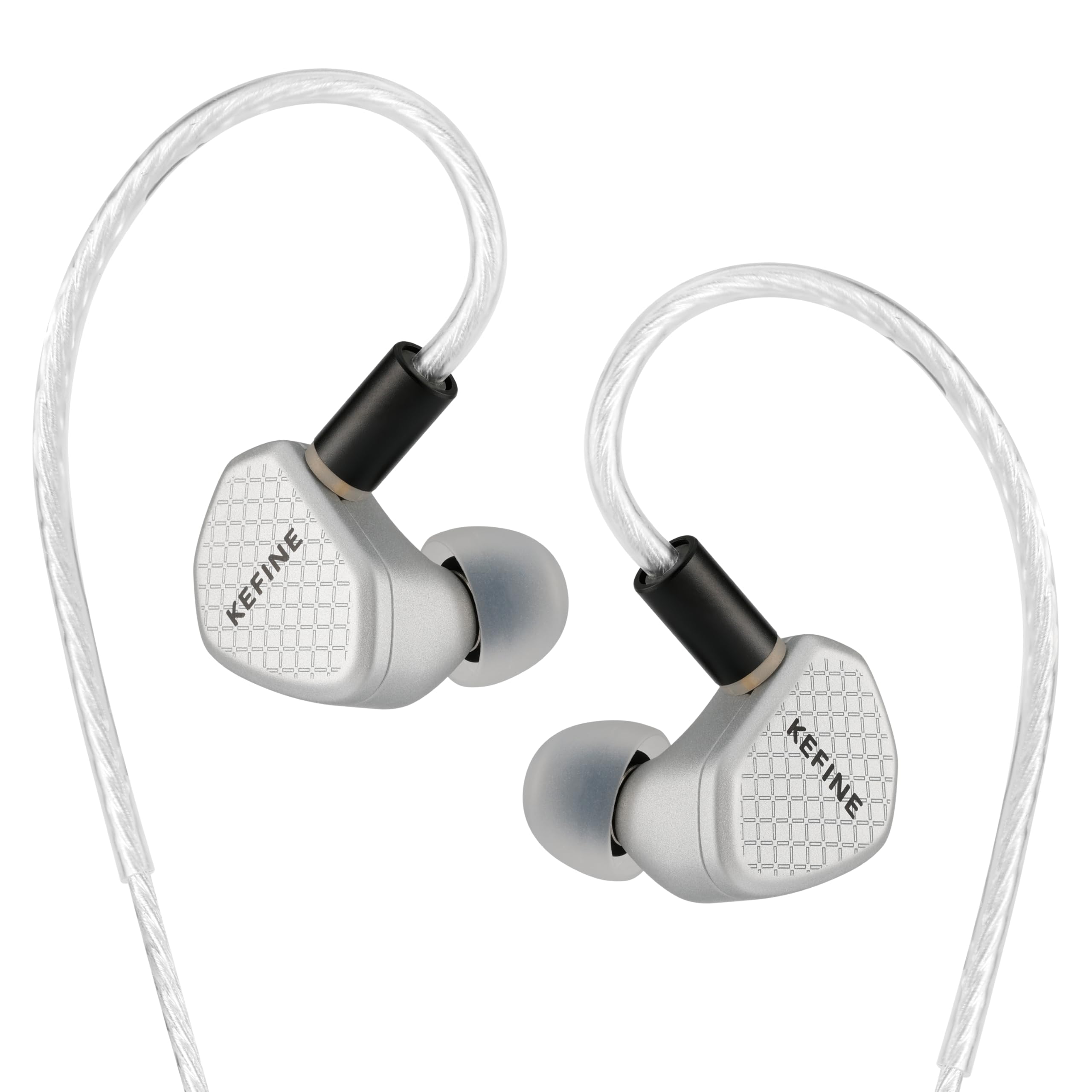 Kefine Klean SV 10mm DLC-Membran Dynamic Driver Ohrhörer, 1DD In-Ear-Monitor Kopfhörer, HiFi verkabelte IEM-Ohrhörer mit zwei austauschbaren Aufsätzen, abnehmbares 0,78 2-poliges Design (Silber, 4,4