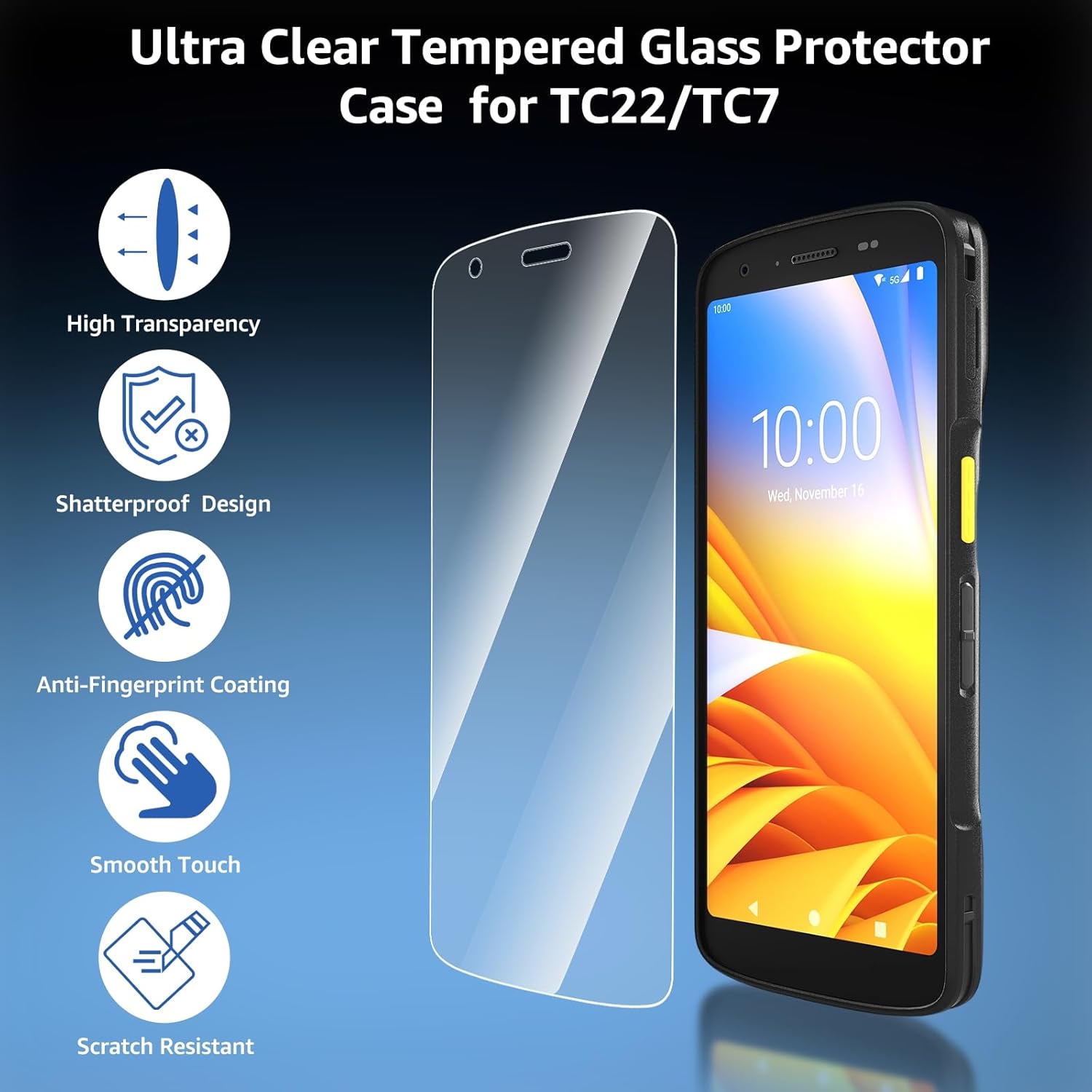 Rugged Case for TC22,Protective Bumper Case Cover Rugged Boot for Zebra TC22 TC27 Mobile Computer Scanner,SG-TC2L-BOOT-01 with Hand Strap and Tempered Glass,Black