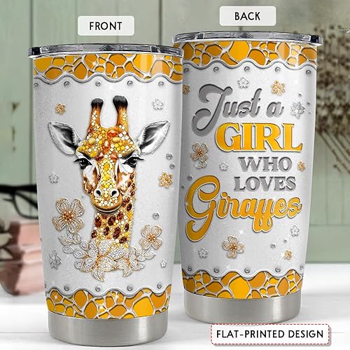 Miniatura 2 de SANDJEST Vaso de jirafa de 20 onzas, dibujos de joyería, vasos aislados de acero inoxidable, regalos para mujeres, niñas, adolescentes, taza de