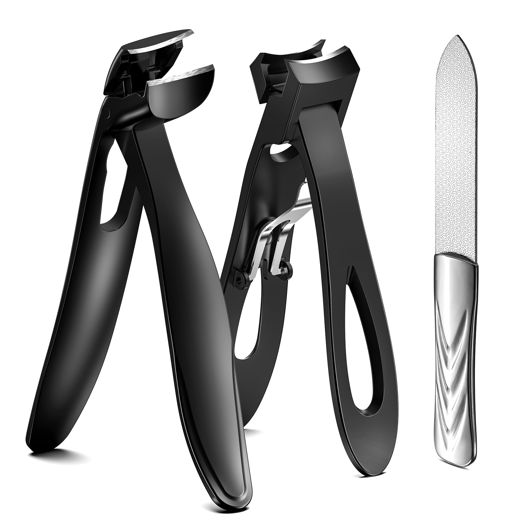 BEZOX Toe Nail Clipper for Thick Nails for Seniors, Nails Clipper Set for Comfort Nail Trimming, Precision Fingernail Clippers - Black