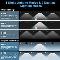 Vista 3 de INDARUN Luz solar para cobertizo de hasta 3000 lúmenes, sensor de movimiento para interiores y exteriores, IP65, impermeable, con 5 modos y control