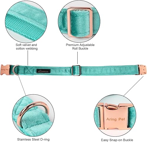 Miniatura 8 de ARING PET Collar de perro con corbatín, collares de terciopelo para perros con corbata de moño extraíble, collar ajustable para perros hembras y