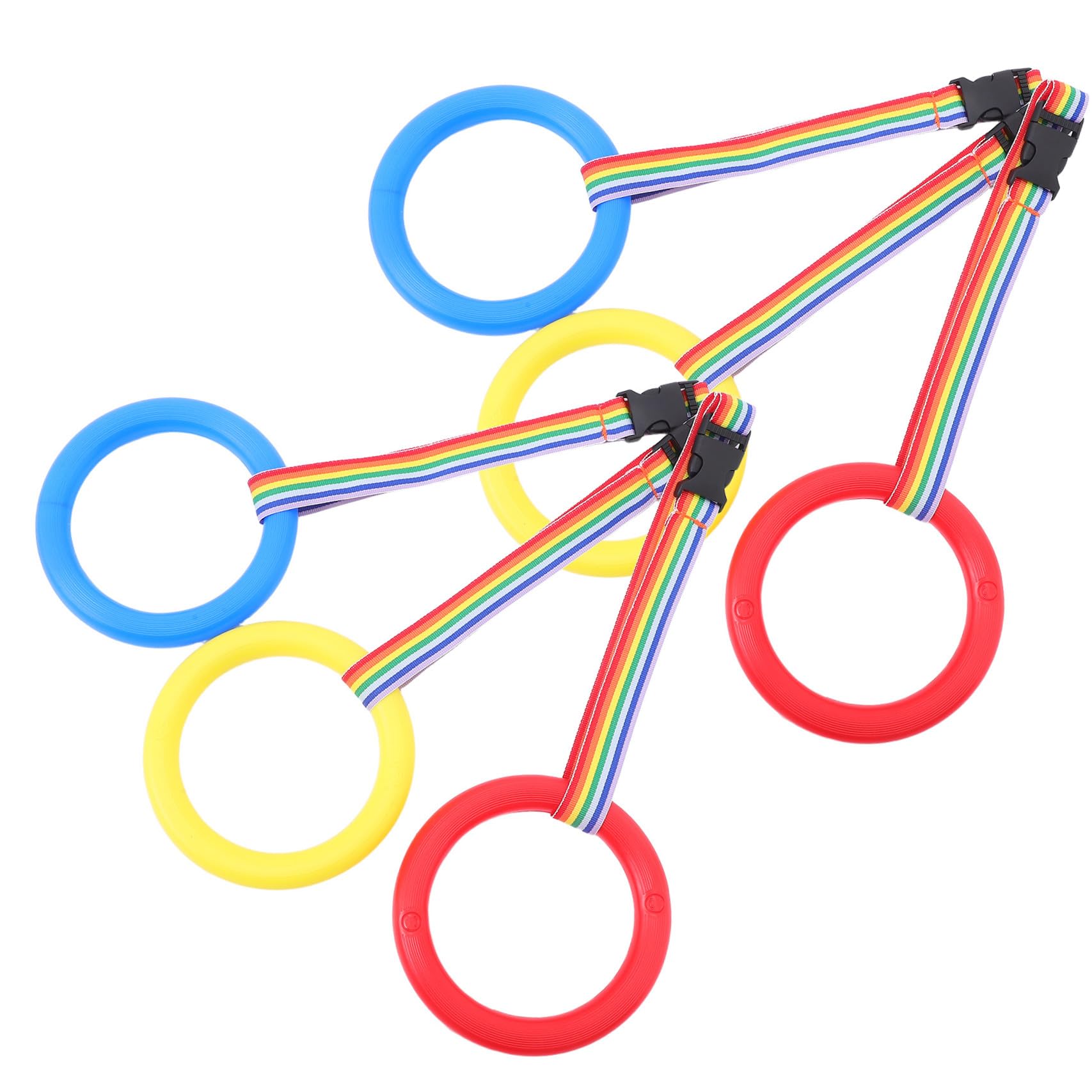 12 Piezas Cuerda para Caminar Desmontable con Asas Redondas para Cuerda de Seguridad Antipedida con Anillas de Plástico Amarillas Azules Rojas para Aula Preescolar y Actividades al