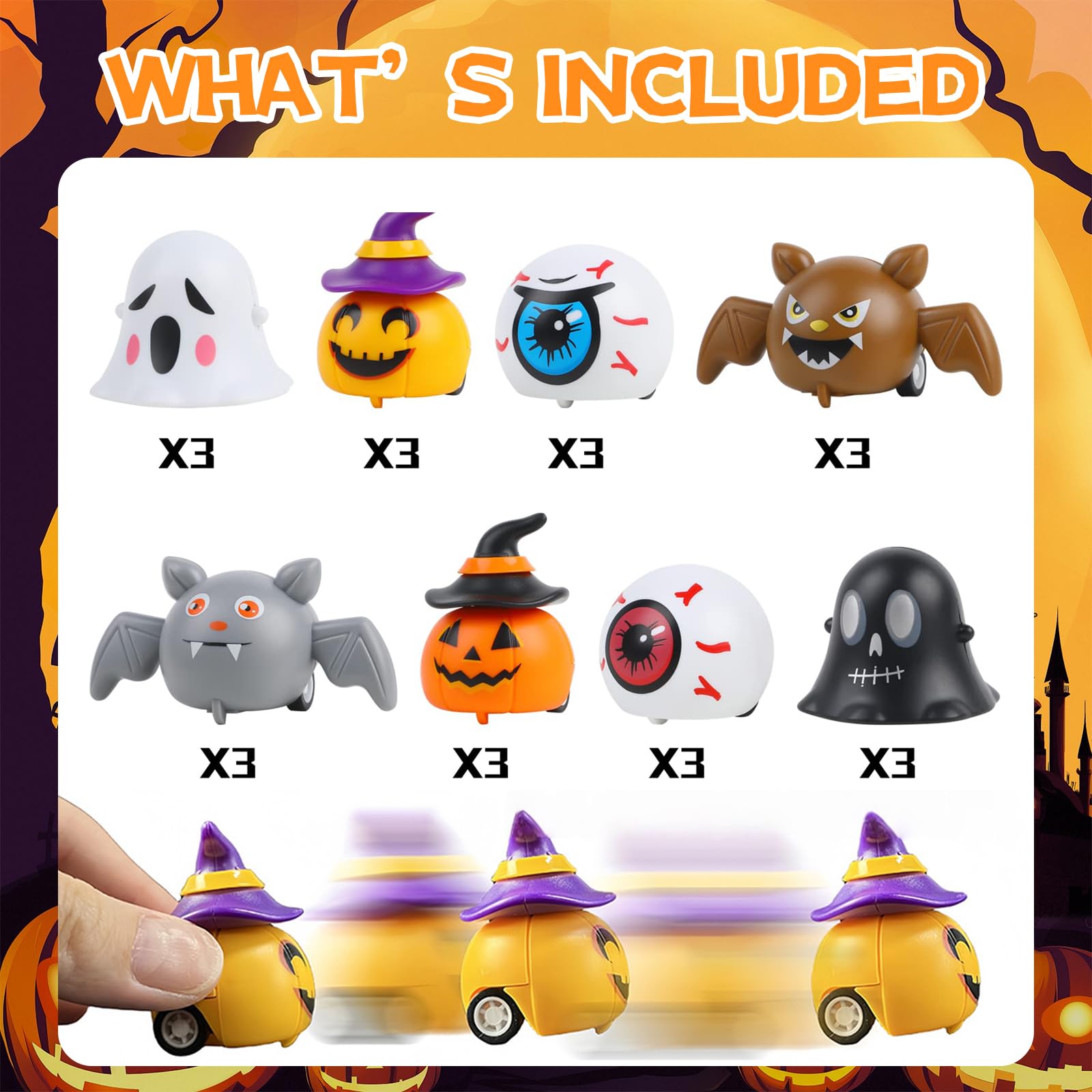 FloralGrace 24-Piece Halloween Pull-Back Toy Cars - Image 3