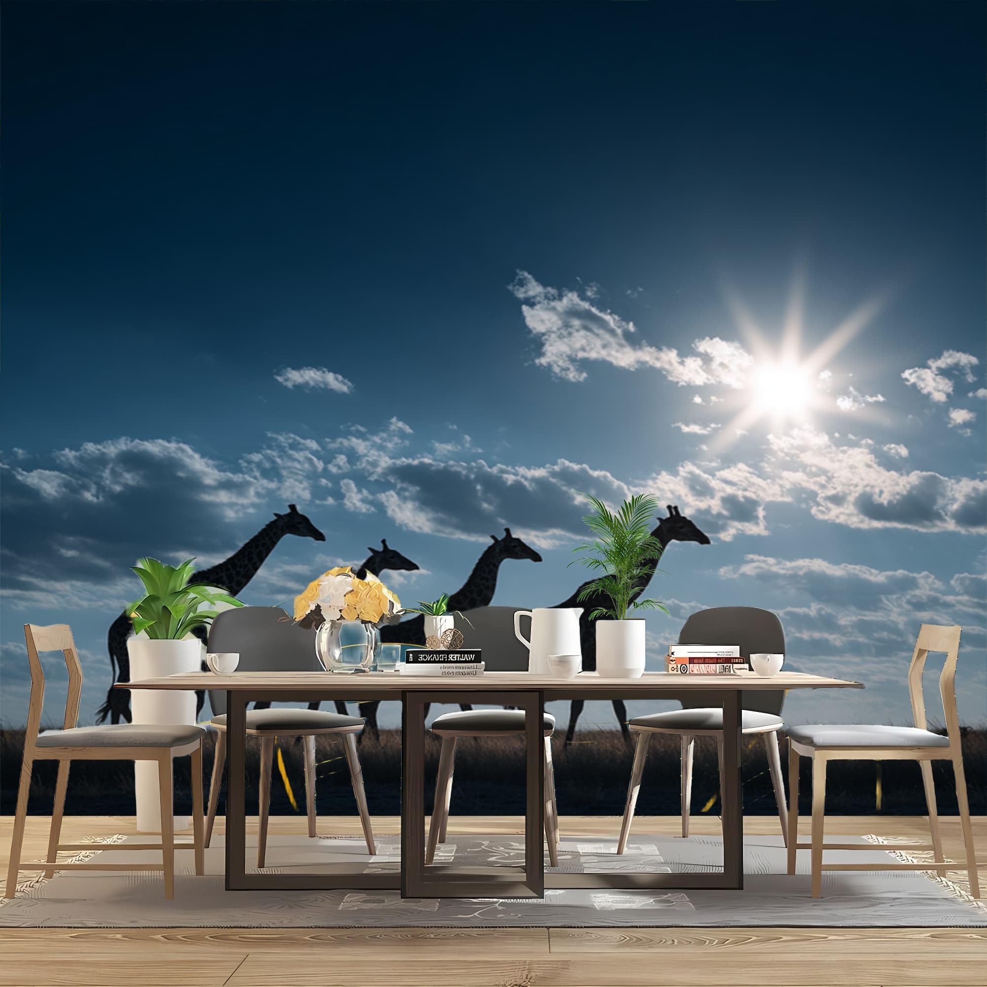 Carta da parati per Soggiorno Moderna 250x175 cm Blu Fotomurali in TNT