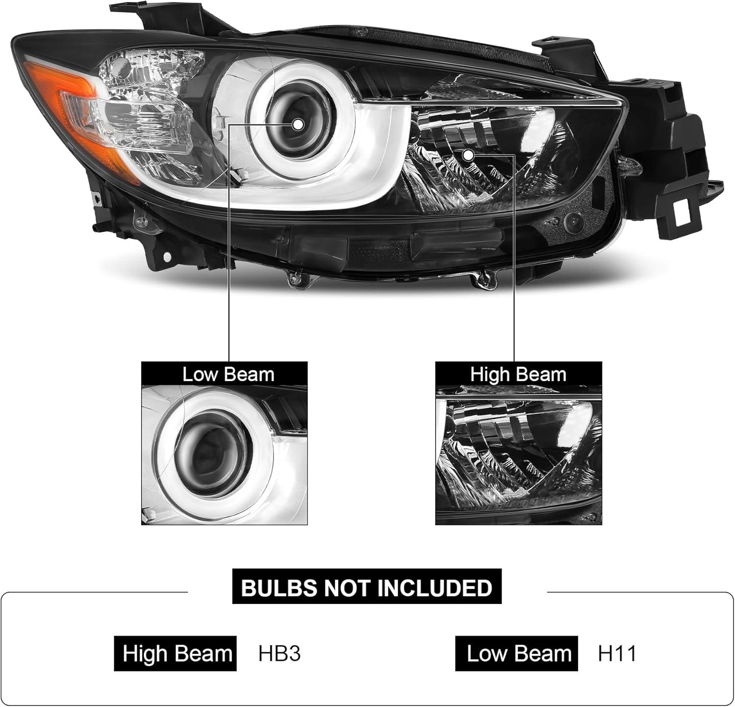 Headlight Assembly Halogen Type Compatible With 2013-2016 Mazda CX-5 2013 2014 2015 2016 Mazda CX-5 Factory Halogen Projector Headlamp