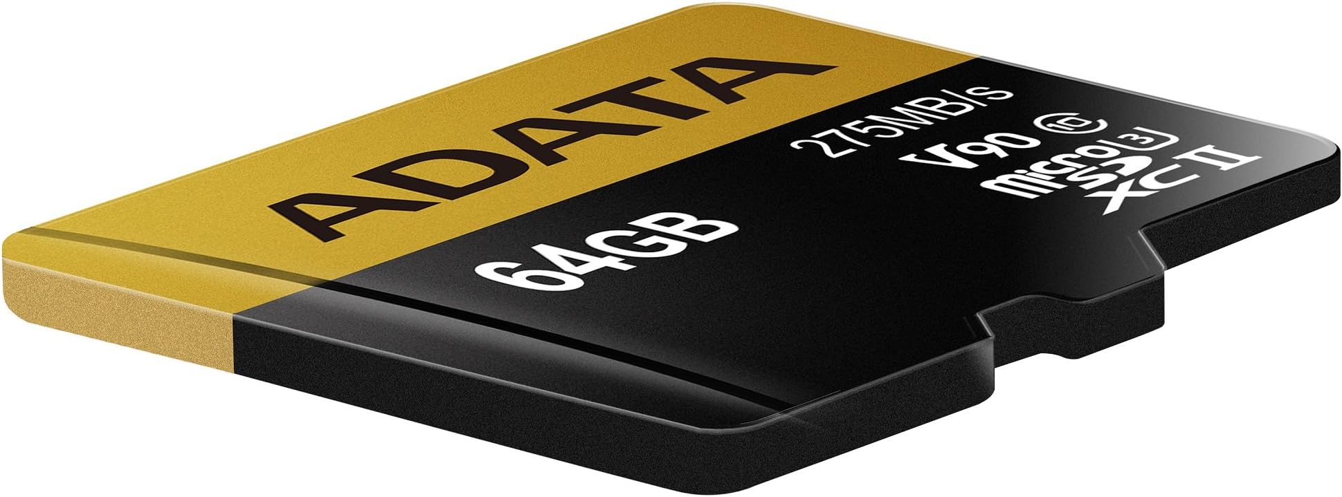 ADATA Premier ONE 64GB SDXC UHS-II U3 Class10 V90 3D NAND 4K 8K Ultra HD 275MB/s Micro SD Card with Adapter (AUSDX64GUII3CL10-CA1)