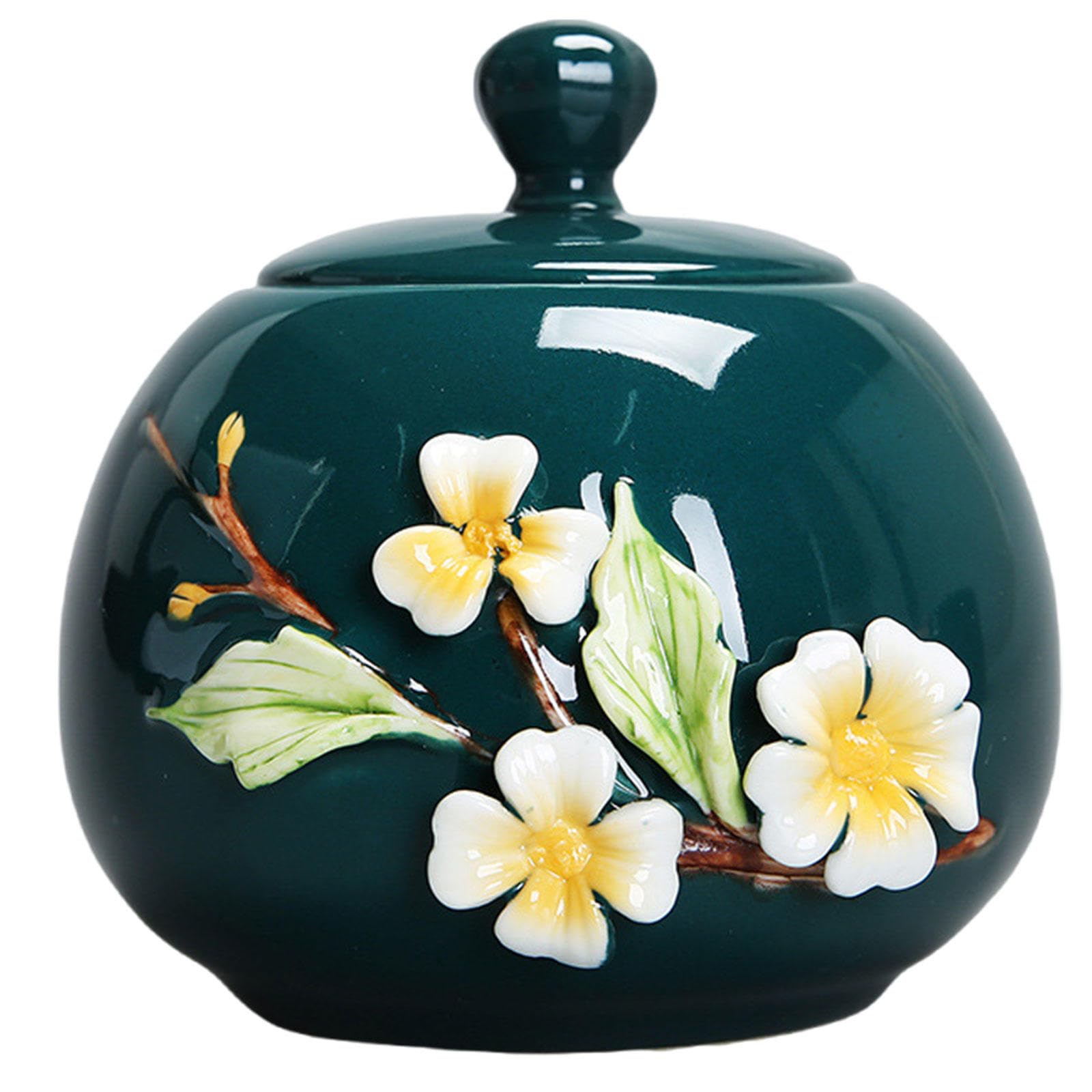 Urn, Memorial Burial Funeral Urn for Human Ashes or Pet Decorative Flower(Green,Small)