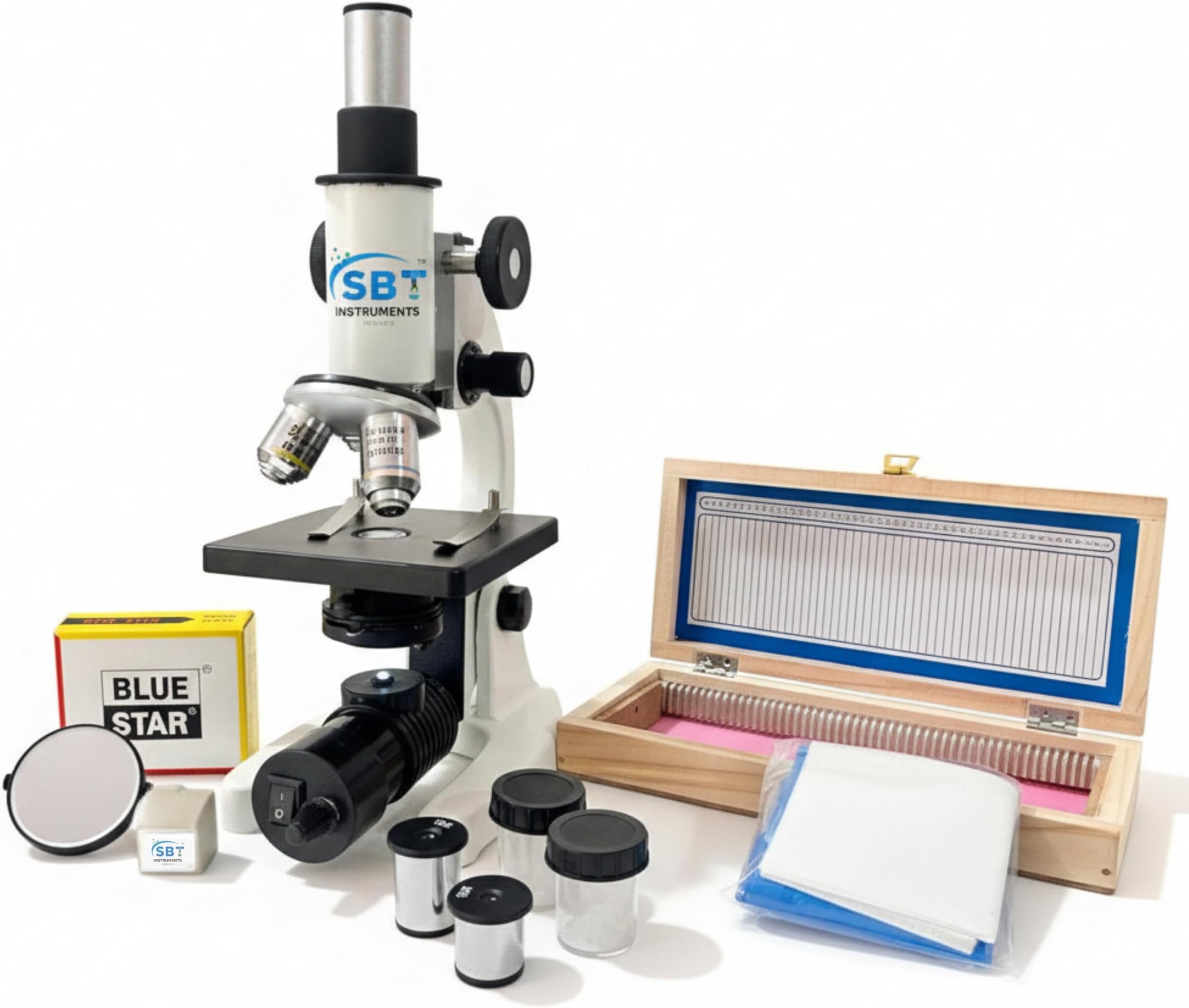 - 1125x Student Compound Biological Microscope with 50 Prepared Glass Slides | 100x–1125x Magnification | LED & Mirror Illumination | School, College & STEM Biology Lab Microscope