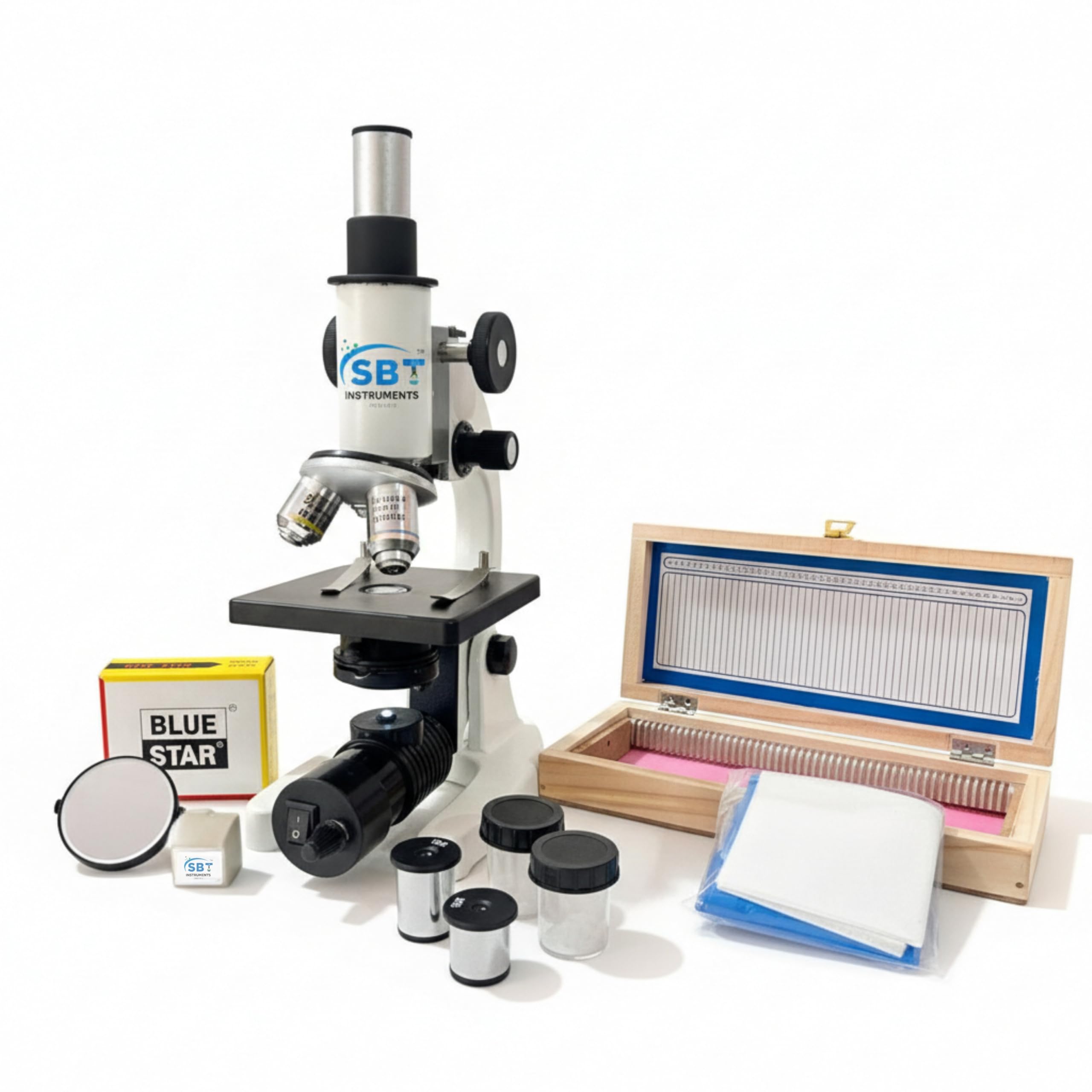 1125x Student Compound Biological Microscope with 50 Prepared Glass Slides | 100x–1125x Magnification | LED & Mirror Illumination | School, College & STEM Biology Lab Microscope