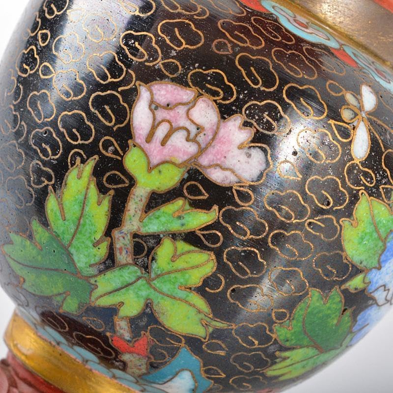 中国 古七宝 剔紅 堆朱 花文瓶 U R6247 中国 古七宝 剔紅