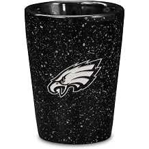 Rico Industries NFL Football Primary OR Wordmark Logo 2oz Ceramic Shot Glass for Fans, Laser Engraved In Team Color Single Shot Glass