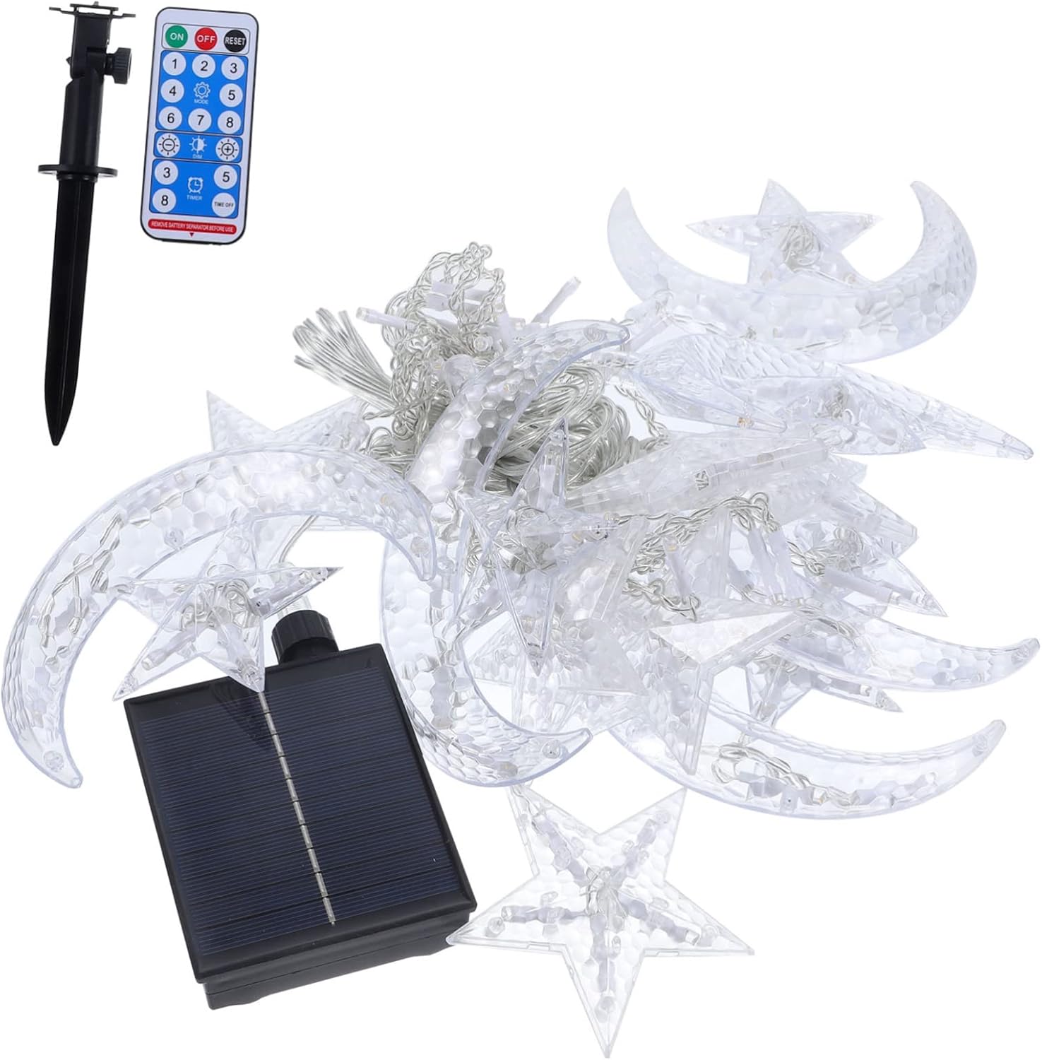 Solar Curtain Light Remote Control Led Star and Moon String Lights for Indoor and Outdoor Use for Holiday and Christmas Decorations