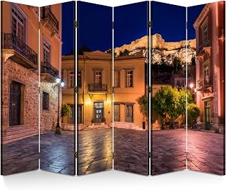 6 Panel Folding Room Divider Syntagma Square Historical Square Nafplio surrouned by Old Beautiful Wall Privacy Screen Portable Partition Room Separator Panel for Home Office Bedroom