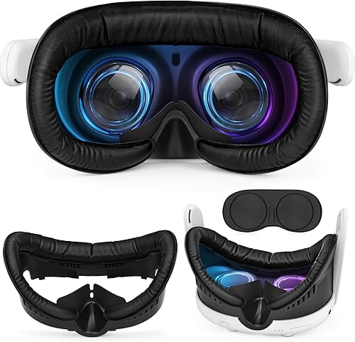 YRXVW Facial Interface & Face Pad Cushion Compatible with OculusMeta Quest 3, Replacement PU Leather Foam Cushion Cover and Nose Guard Pad