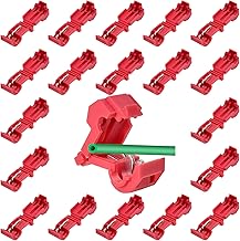 Donluhu Connection Clamps for Robotic Lawnmower Boundary Cable Charging Station | Pack of 20 | T-Branch Connectors Branch Terminals Power Thief | Compatible with Gardena, Husqvarna, Yard Force | Red
