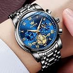 OLEVS Montres pour hommes Classique Roman Numeral Grand Cadran Visage Acier inoxydable Analog Quartz Mode Wrist Watch Liquidation Montre Homme Imperméable Lumineux