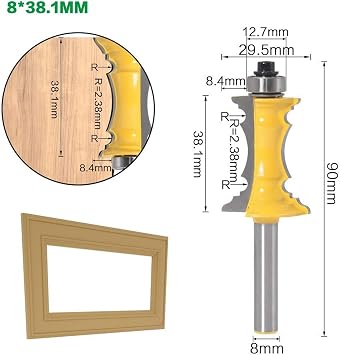 PYouo-Best Router bit Line Knife Door Knife Tenon Cutter 1-1/2 Miter Frame Molding Router Bit for Woodworking Tools 8mm Shank 1pc, Durable Products