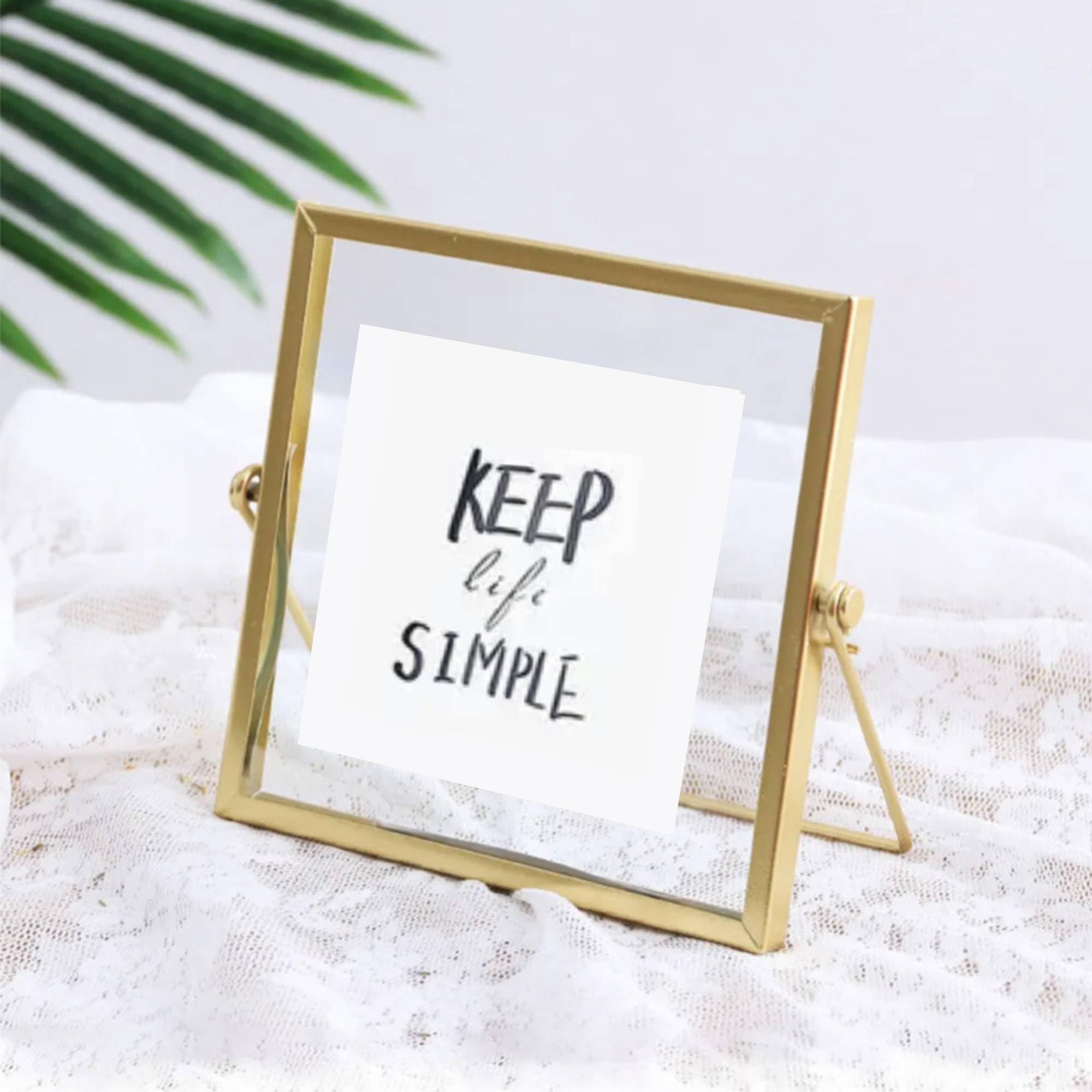 デザインフォトフレーム |写真立て 2Lサイズ 金属フレーム 北欧 ヨーロピアン (1, 金【スクエア】)